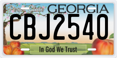 GA license plate CBJ2540