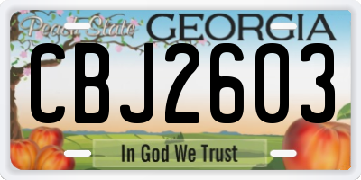 GA license plate CBJ2603