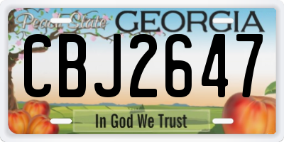GA license plate CBJ2647
