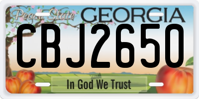 GA license plate CBJ2650