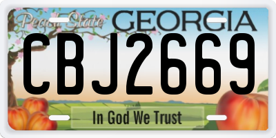 GA license plate CBJ2669