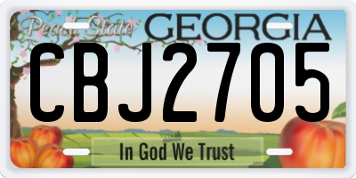 GA license plate CBJ2705