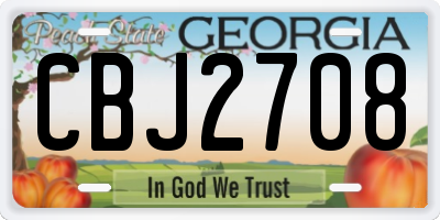 GA license plate CBJ2708