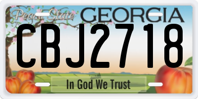 GA license plate CBJ2718