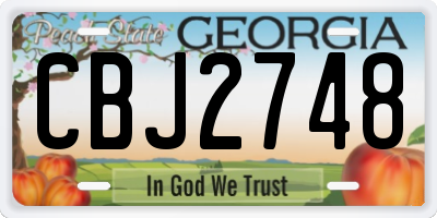 GA license plate CBJ2748