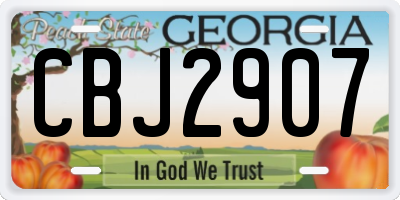 GA license plate CBJ2907
