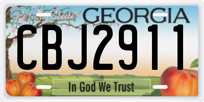 GA license plate CBJ2911