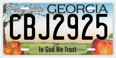 GA license plate CBJ2925