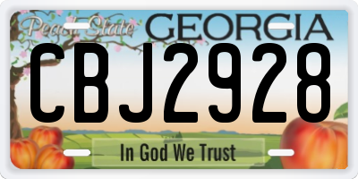 GA license plate CBJ2928