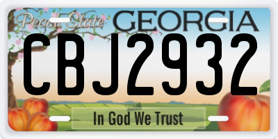 GA license plate CBJ2932