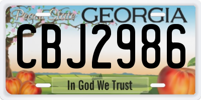 GA license plate CBJ2986