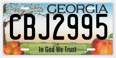 GA license plate CBJ2995