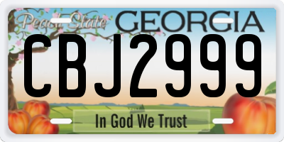 GA license plate CBJ2999