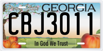 GA license plate CBJ3011