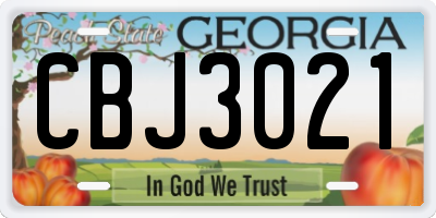 GA license plate CBJ3021