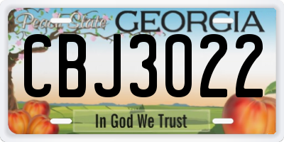 GA license plate CBJ3022