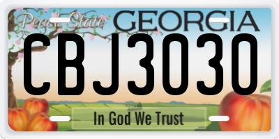 GA license plate CBJ3030