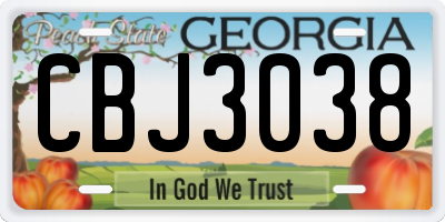 GA license plate CBJ3038