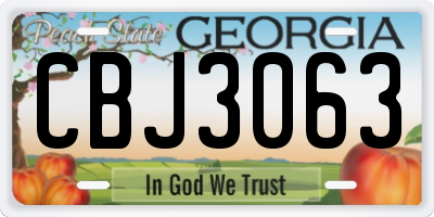 GA license plate CBJ3063
