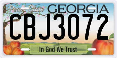 GA license plate CBJ3072