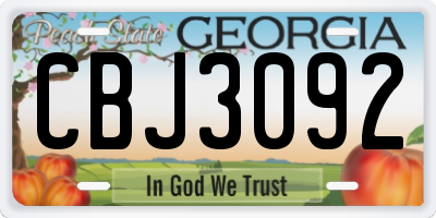 GA license plate CBJ3092