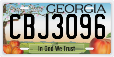 GA license plate CBJ3096
