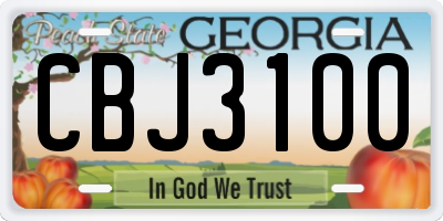 GA license plate CBJ3100