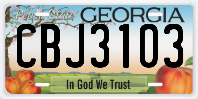 GA license plate CBJ3103