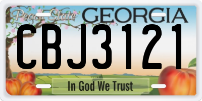 GA license plate CBJ3121