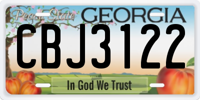 GA license plate CBJ3122