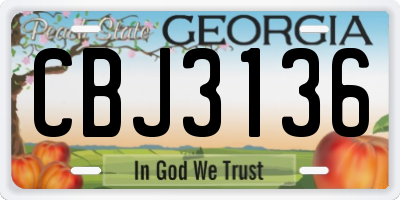 GA license plate CBJ3136