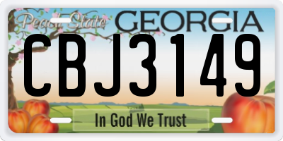 GA license plate CBJ3149