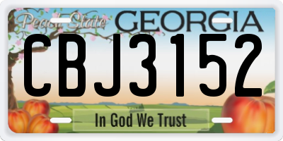 GA license plate CBJ3152