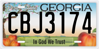 GA license plate CBJ3174