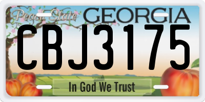GA license plate CBJ3175