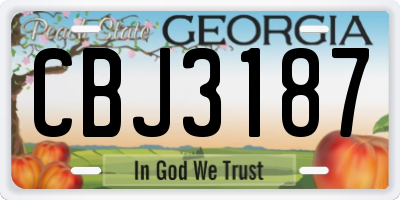 GA license plate CBJ3187