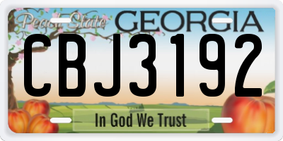 GA license plate CBJ3192