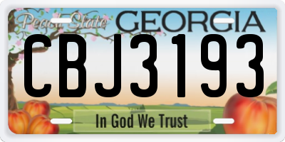 GA license plate CBJ3193