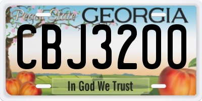 GA license plate CBJ3200