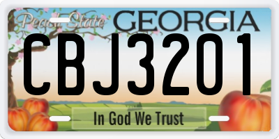 GA license plate CBJ3201