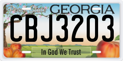 GA license plate CBJ3203