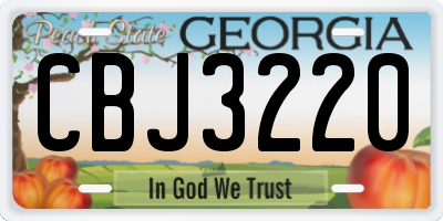 GA license plate CBJ3220