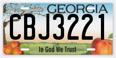 GA license plate CBJ3221
