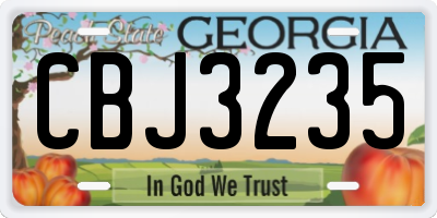 GA license plate CBJ3235