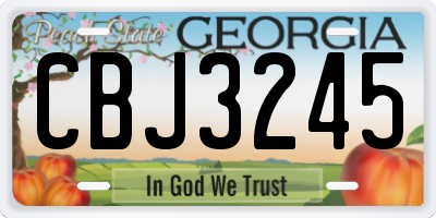 GA license plate CBJ3245