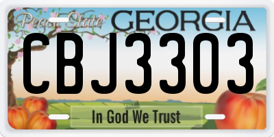 GA license plate CBJ3303