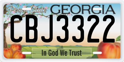 GA license plate CBJ3322