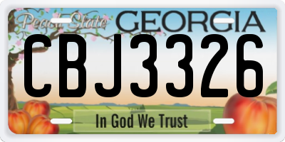 GA license plate CBJ3326