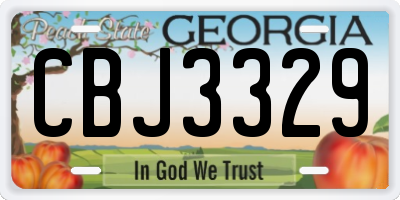 GA license plate CBJ3329