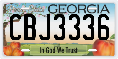 GA license plate CBJ3336